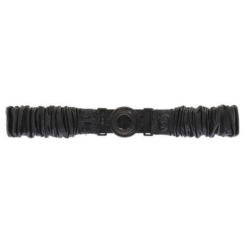 2000s Gianfranco FerrÃ© black stretch leather belt with metal round buckle