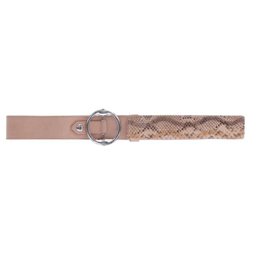 2000s Gianfranco FerrÃ© beige leather and pythonskin belt