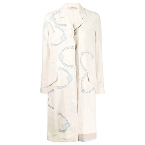 1990s  Prada Ivory Printed Linen Coat