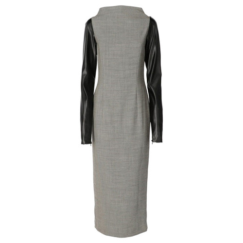 2000s Gianfranco FerrÃ© grey and white wool long dress