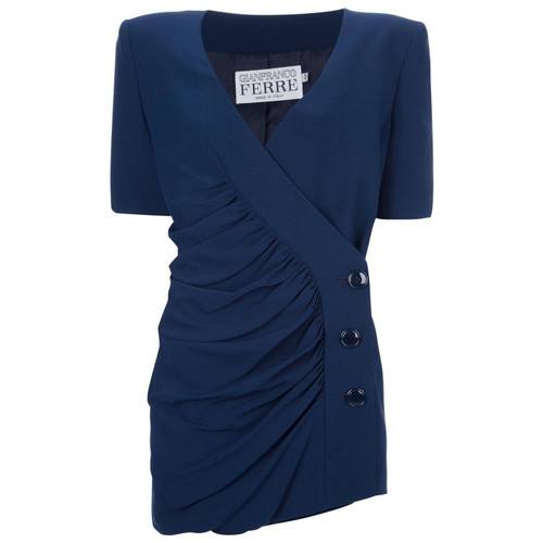 1990s Gianfranco FerrÃ© Blue Skirt Suit