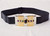 Alexis Kirk Black Leather Belt with Semi Precious Stones Buckle circa 1980s