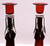 Vintage Pair of Tall Red and Clear Art Glass Candlesticks