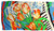 Long Silk Scarf with a Brightly Coloured Abstract Tulip Flower and Vase Print