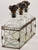 French Bottles with Flower Cork Stoppers in a Wire Basket Holder circa 1950s