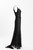 Badgley Mischka Beaded  Black Silk Lace Evening Gown