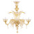 Classic Chandelier 5 Arms Straw Murano Glass Details Clear and Gold Multiforme