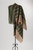 Kashmiri Indian Handwoven Charcoal And Green Stripe 100% Cashmere Shawl