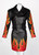Michael Hoban North Beach Leather Black Red Flames Jacket Skirt Set, 1990s