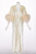 Bill Tice Cream Velvet Feather Trim Caftan Robe 1970s