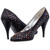 Vintage Charles Jourdan Black Silk Multicolored Jewel Pumps