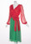 Yves Saint Laurent YSL Haute Couture Red / Green Stripe Silk Chiffon Dress, 1991