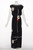 Michael Vollbracht Black Silk Sequin Print Maxi Dress, 1980s