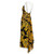 Valentino Yellow Floral Print Draped Black Silk Fishtail Gown Shawl, 1970s