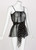 Yves Saint Laurent Black Chiffon Polka Dot Camisole Top YSL Runway , 1980s