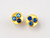 Multi-Color Tourmaline 22 Karat Gold Round Push Earrings