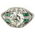 Antique Art Deco Platinum Old Europeans Cut Diamond Emerald Engagement Ring