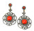 Drop Earrings in 18 Karat Gold and Silver Red Coral, Sapphires and Diamonds