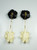Black and White Power, Colored Flowers Resins in Gold-Plated Silver Clasps