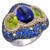 Zorab Creation 7.73 Carat Tanzanite and Tourmaline the Blue Lake Ring