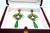 Diamond and Green Turquoise Dolphin Chandelier 18 Karat Gold and Silver Earrings