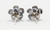 Blue Sapphire Flower Earrings in 18k White Gold center diamonds