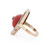 Art Deco 14k Two Tone Gold Antique Carnelian Cabochon and Diamond Statement Ring
