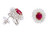 18 Karat White Gold 6.27 Carats Ruby and Diamond Cluster Stud Earrings
