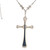 Original Art Deco Diamond Onyx Platinum Gold Cross Pendant Necklace