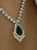 8.96 Carat Pear shape Emerald and Mix Shape Diamond Drop Necklace in Platinum