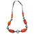 Tribal African Orange Bead and Silver Necklace Mali Africa Hand Painted