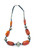 Tribal African Orange Bead and Silver Necklace Mali Africa Hand Painted