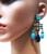 Diamond, Tourquoise, Lapislazuli Drop Earrings in 18 Karat Gold and Silver