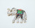 Vintage Gold Tone Enamel Elephant Brooch With Rhinestones