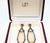 White Jade, Diamond, Sapphire in Gold an Silver Chandelier Earring