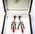 Drop Earrings in 18 Karat Gold, Red Coral Lapislazuli with Coral Diamonds