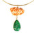 Carved Coral Emerald Diamond Pendant 18k Gold