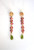 Long Earrings Rubelite Peridot Pearls 18 Karat Gold