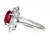 CGL Certified 2.32 Carat Vivid Red Ruby and Diamond Solitaire Ring Platinum 900