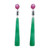 Art Deco Style Ruby Cabochons Gold Diamonds Enamels Trapeze Shape Jade Earrings