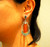 Coral, Diamond, and Emerald Chandelier 18 Karat Gold and Silver Earrings