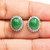 GIA 4.92 Carat Natural Green Jade Diamond Platinum Halo Stud Earrings
