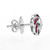 Fleur Rose Round Cut Diamond with Ruby Art Deco Style Stud Earrings in 18K Gold