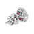 Fleur Rose Round Cut Diamond with Ruby Art Deco Style Stud Earrings in 18K Gold