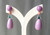 Amethyst Phosphosiderite Pink Coral Green Enamel Gold Diamonds Drop Earrings