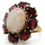 1950s White Opal and Red Garnet 14 Karat Yellow Gold Cocktail Ring