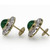 18 Karat Gold Round Cabochon Emerald and Diamond Art Deco Style Earrings