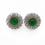 18 Karat Gold Round Cabochon Emerald and Diamond Art Deco Style Earrings