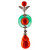 Mediterranean Red Coral Jade 0.32 Carat White Diamond White Gold Pendant