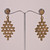 Jakob Bengel Art Deco Pale Copper Tone Brickwork Screw Back Drop Earrings 1930s